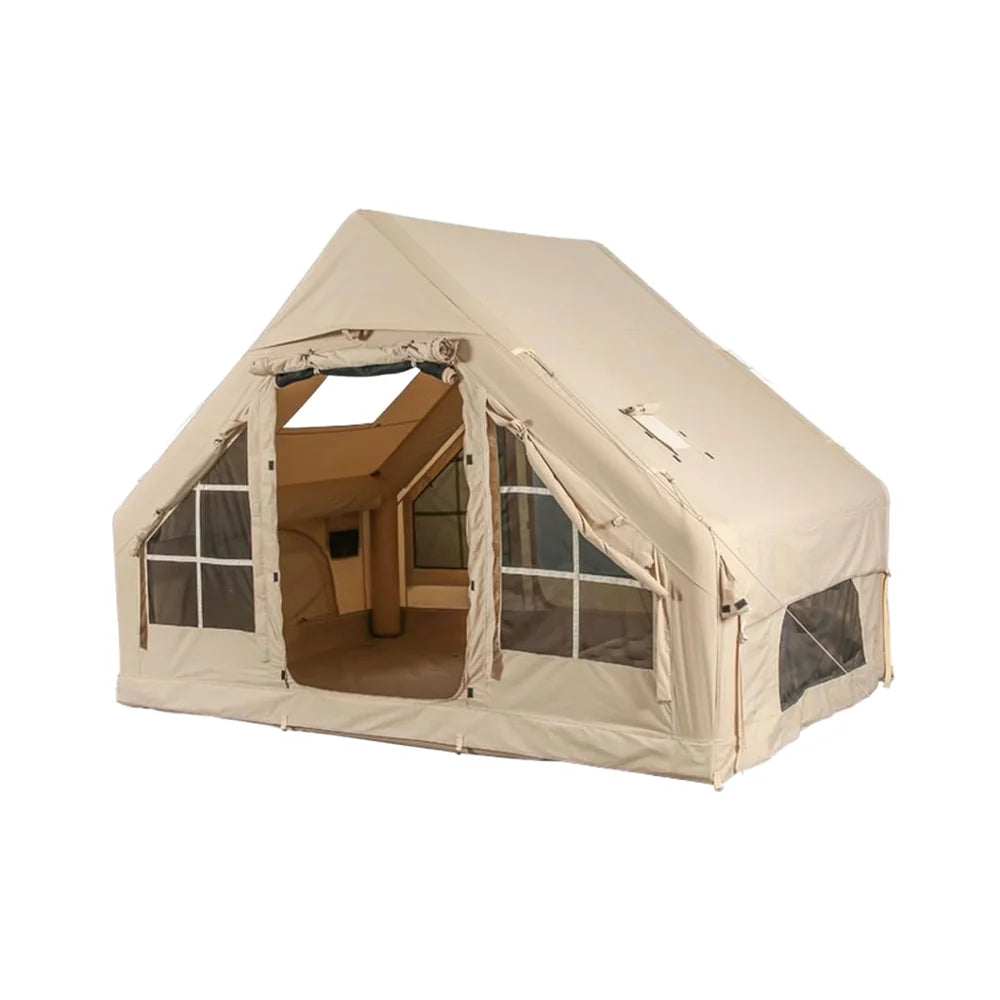 Tenda de Luxo para 3-4 Estações, Grande Tenda Familiar para Glamping, Impermeável, Tecido de Algodão TC para Camping ao Ar Livre 3.1x2x2m 6.3 Metros Quadrados