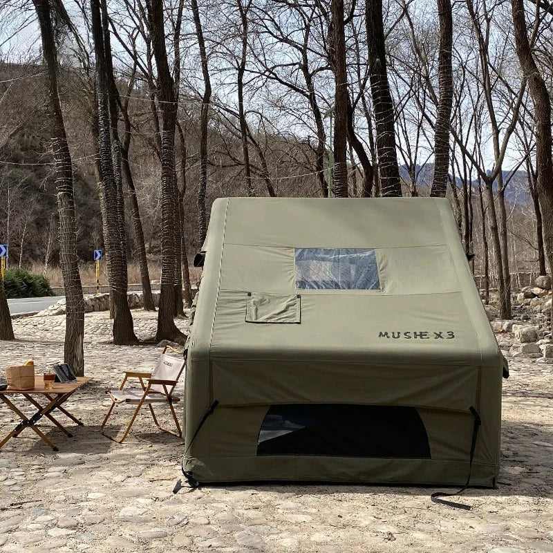 6.4 ㎡   Tenda Inflável Impermeável de Algodão para Glamping, Viagens em Família e Eventos, Hermética com Duas Portas para Acampamento ao Ar Livre