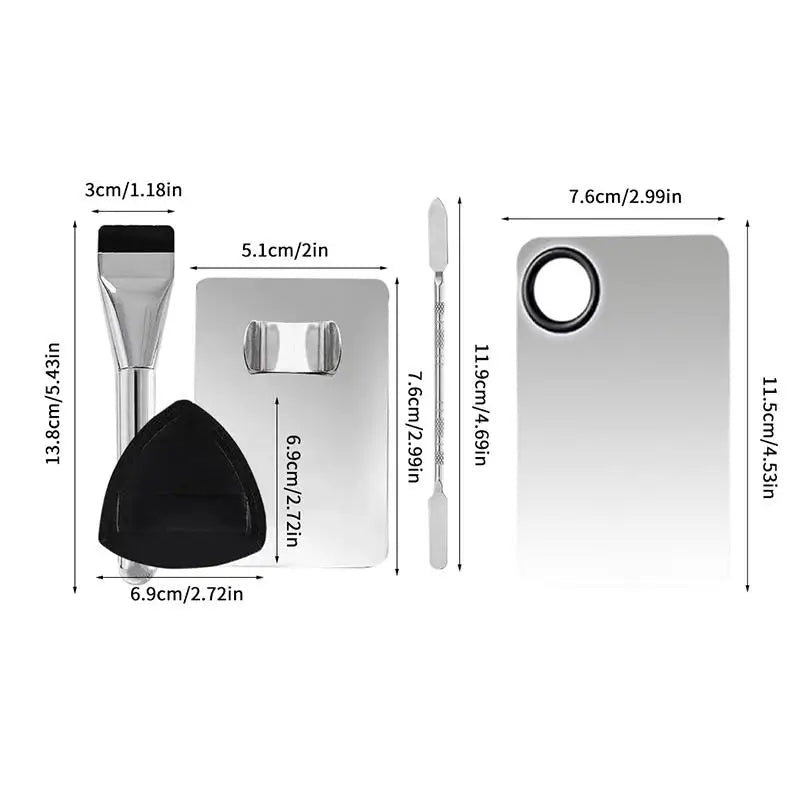 Kit de Ferramentas de Maquiagem 1 a 4 Peças — Pincel para Base, Esponja e Paleta de Creme Portátil