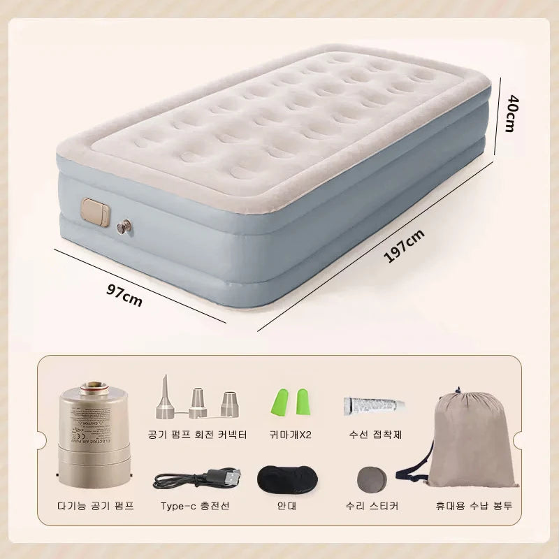 Colchão de ar interior glamping esteiras pvc inflável colchão de dormir luxo 2 pessoas acampamento cama esteira bomba embutida engrossar esteira