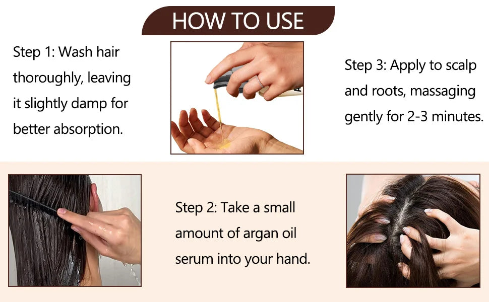 Sérum Capilar de Óleo de Argan Marroquino — Hidratante, Anti-Frizz e Reparador para Cabelos Danificados