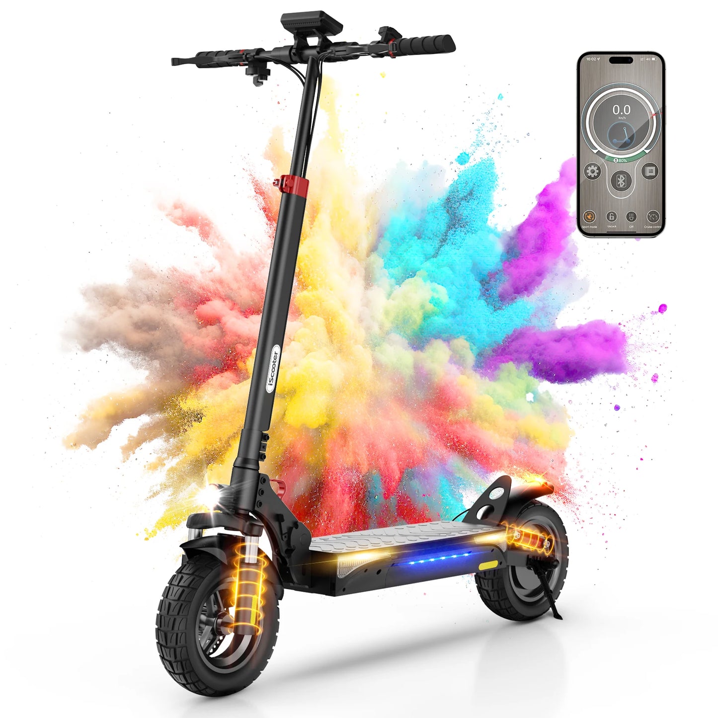 Scooter Elétrico iScooter iX3 1000W 40km/h para Adultos com Pneus Off-Road de 10 Polegadas, Scooter Elétrico com Bateria de 10Ah e APP