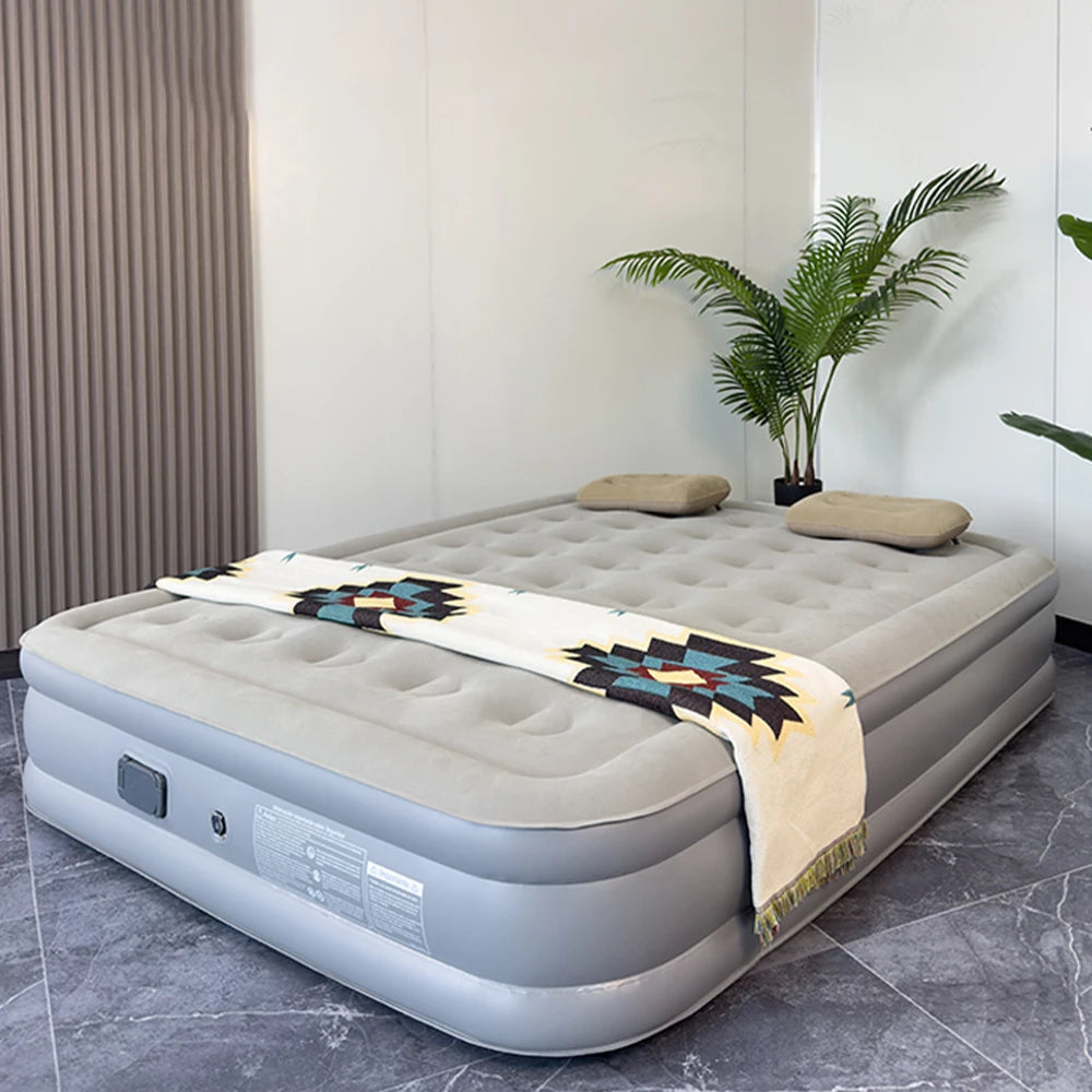 Colchão de ar interior glamping esteiras pvc inflável colchão de dormir luxo 2 pessoas acampamento cama esteira bomba embutida engrossar esteira