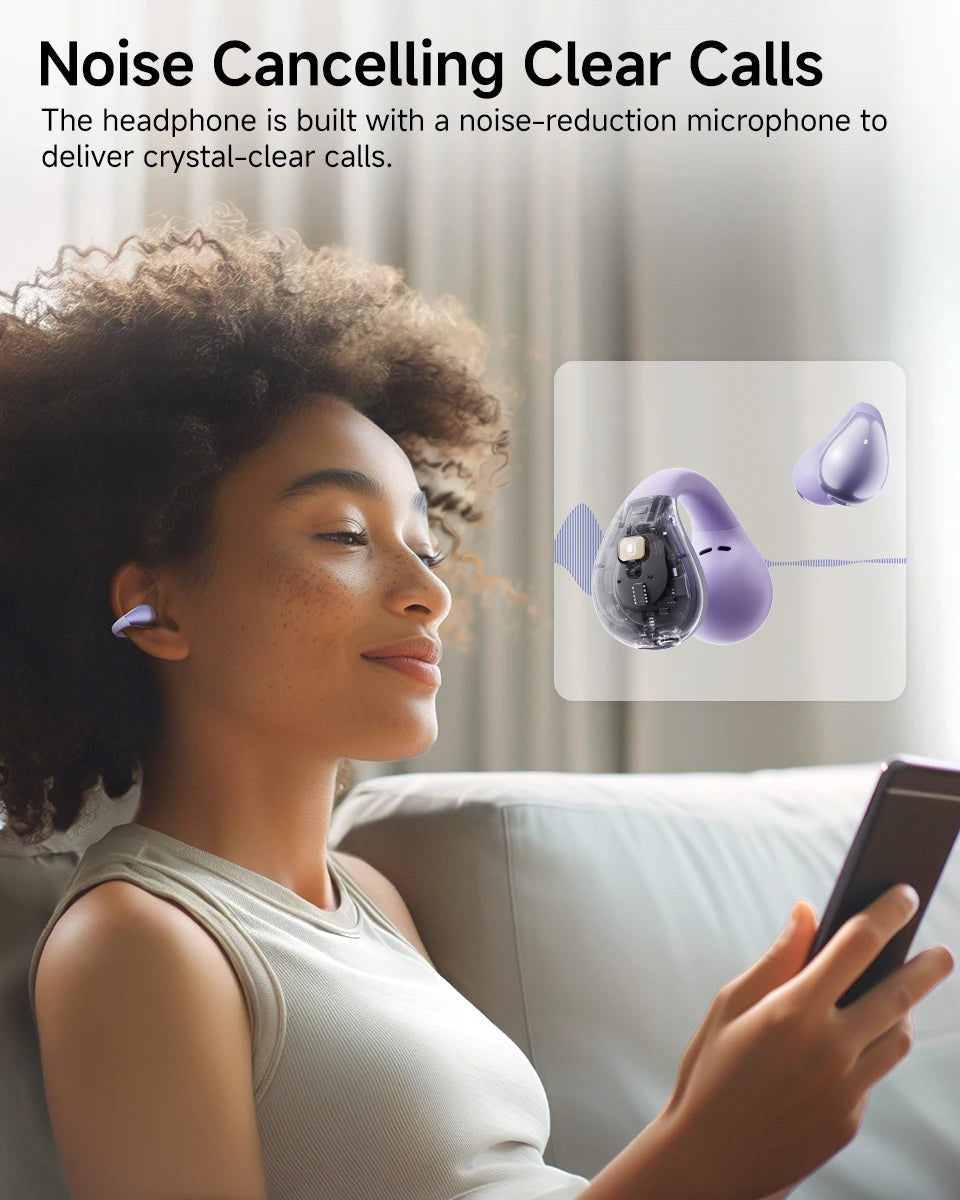 Fones de Ouvido Sem Fio QCY Crossky C30 — Bluetooth 5.4, Clip para Ouvido, 25h de Bateria, IPX4