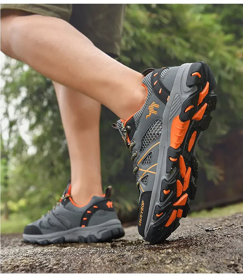 Sapatos de caminhada masculinos malha respirável esportes único sapatos verão ao ar livre resistente ao desgaste caminhadas e caça sapatos esportivos táticos