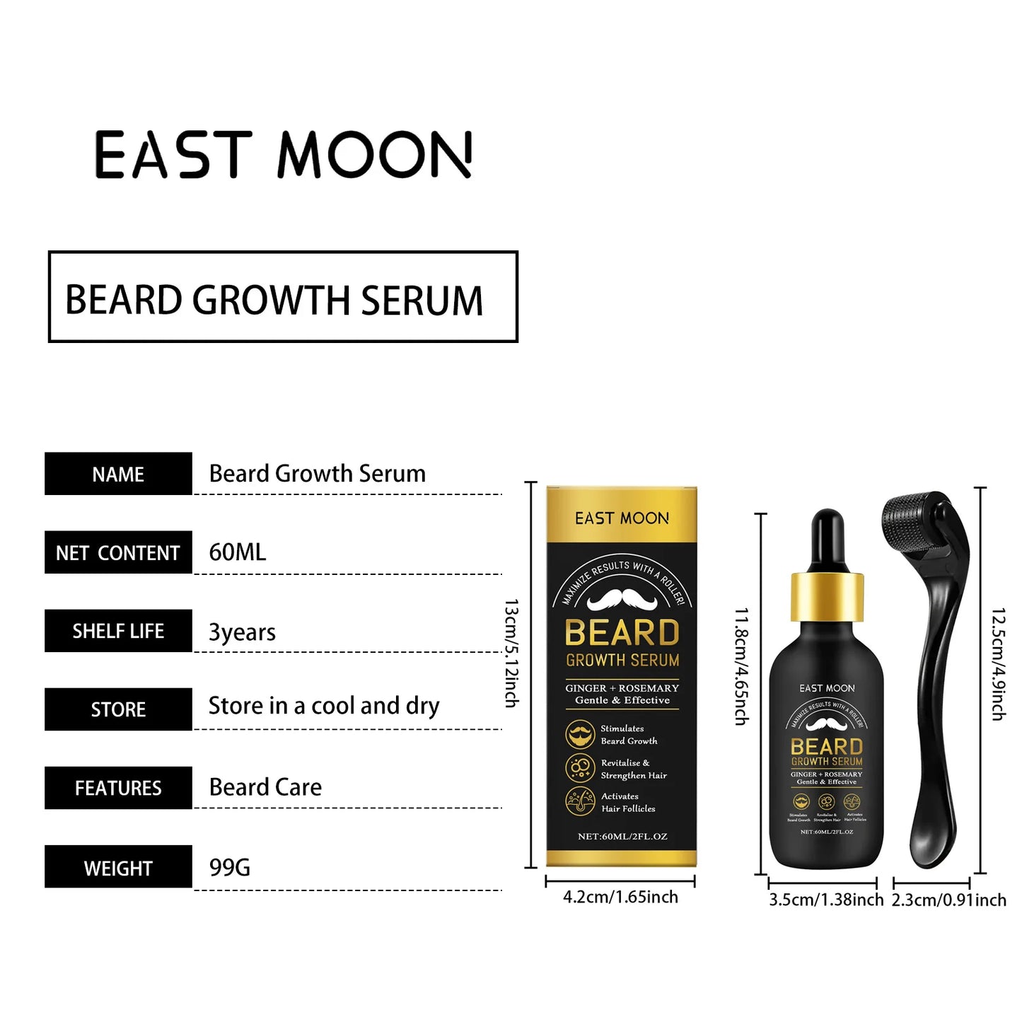 Sérum para Crescimento de Barba — Espessante, Fortalecedor de Raízes e Hidratante Masculino