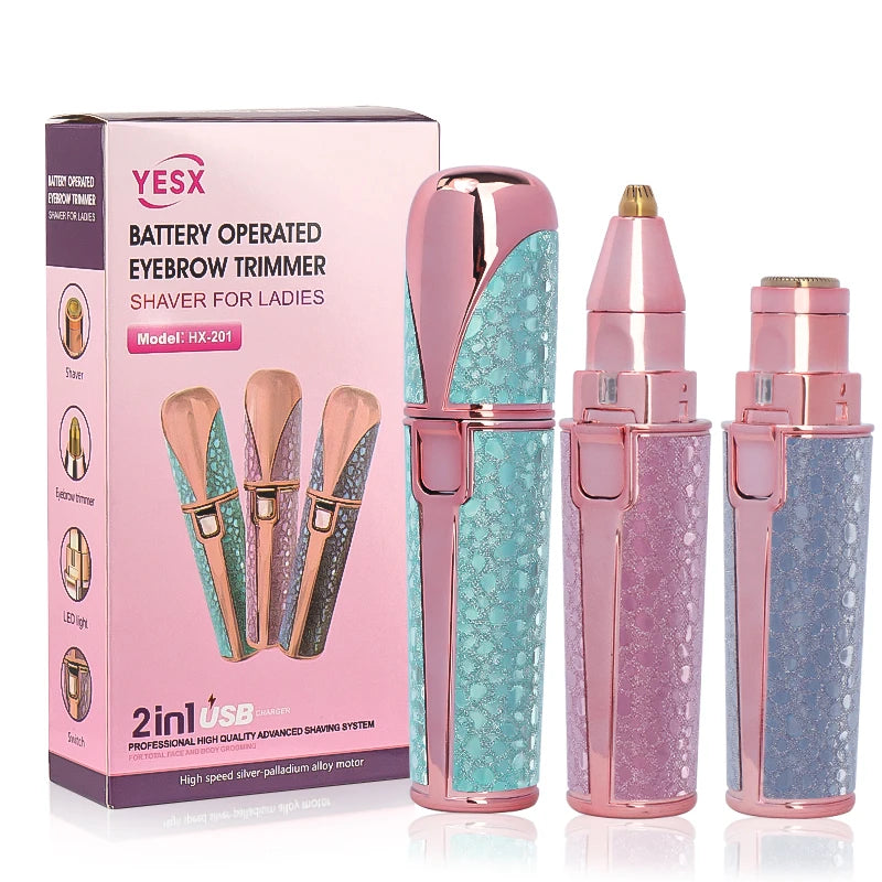 1 pçs usb elétrico sobrancelha trimmer depilador de pêlos faciais sobrancelha navalha corpo feminino indolor removedor de pêlos barbeador sobrancelhas profiler