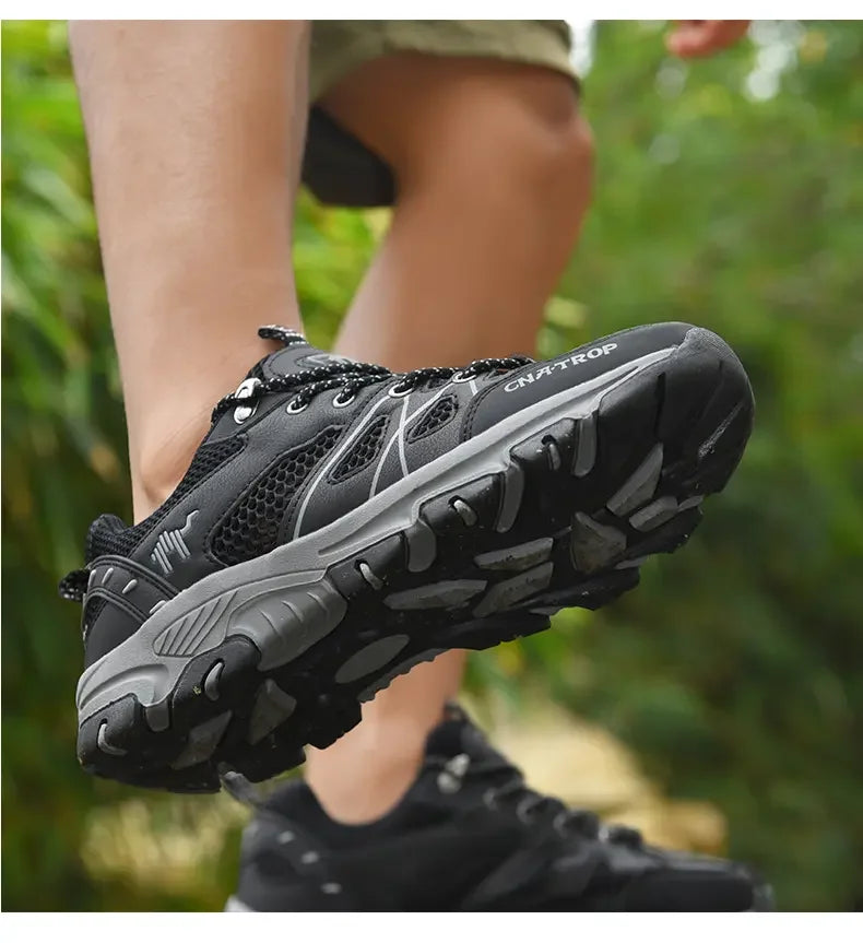 Sapatos de caminhada masculinos malha respirável esportes único sapatos verão ao ar livre resistente ao desgaste caminhadas e caça sapatos esportivos táticos