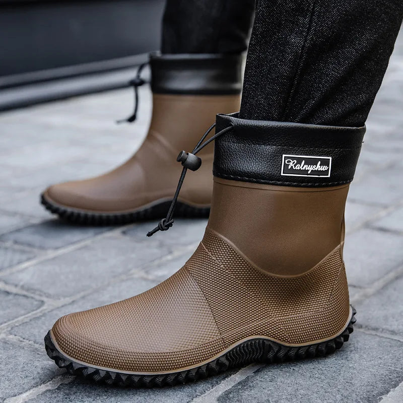 Botas de chuva curtas masculinas roupas de trabalho ao ar livre sapatos impermeáveis femininos de cano baixo leve antiderrapante botas de chuva de praia