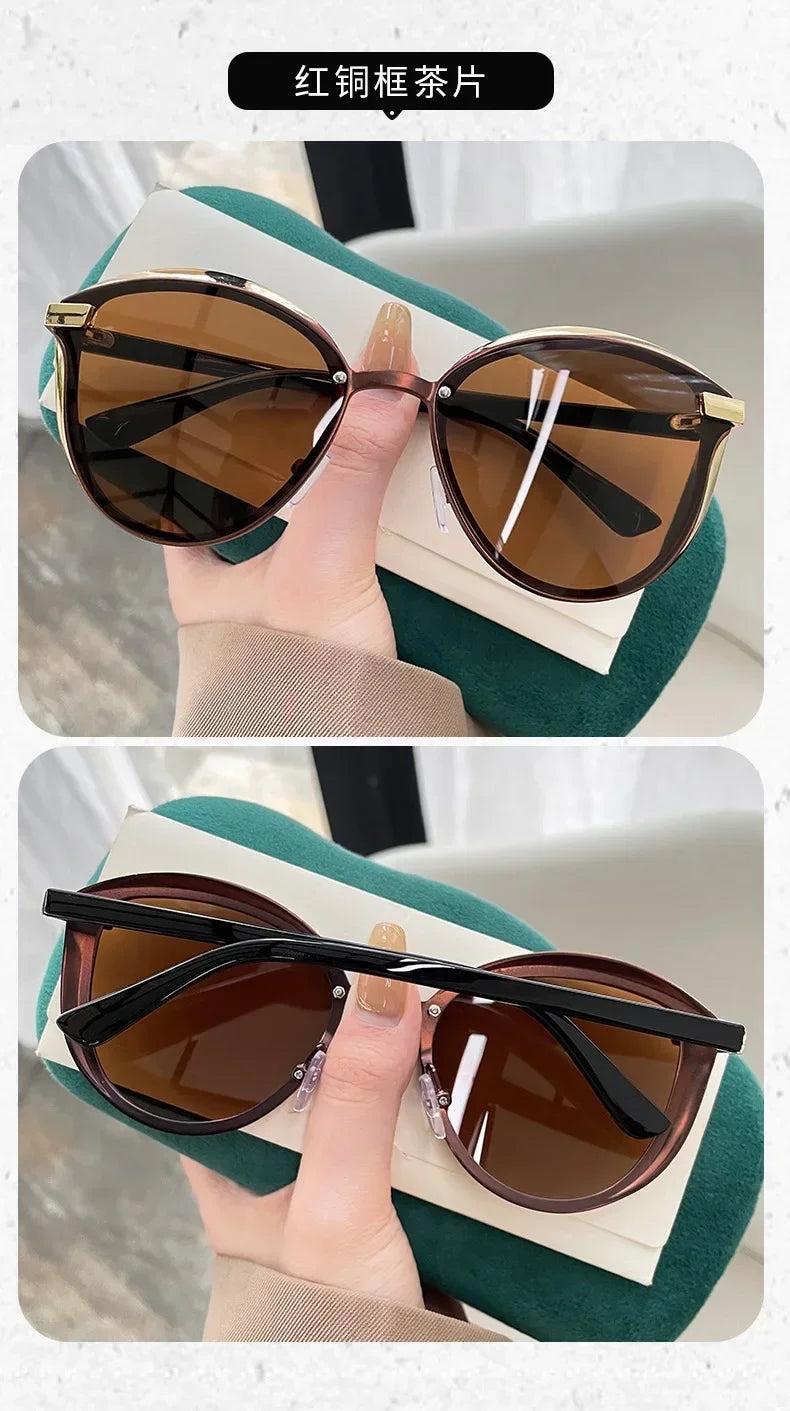 Óculos de Sol Retro Redondo Estilo Gato — Feminino, Elegante e com Proteção UV400