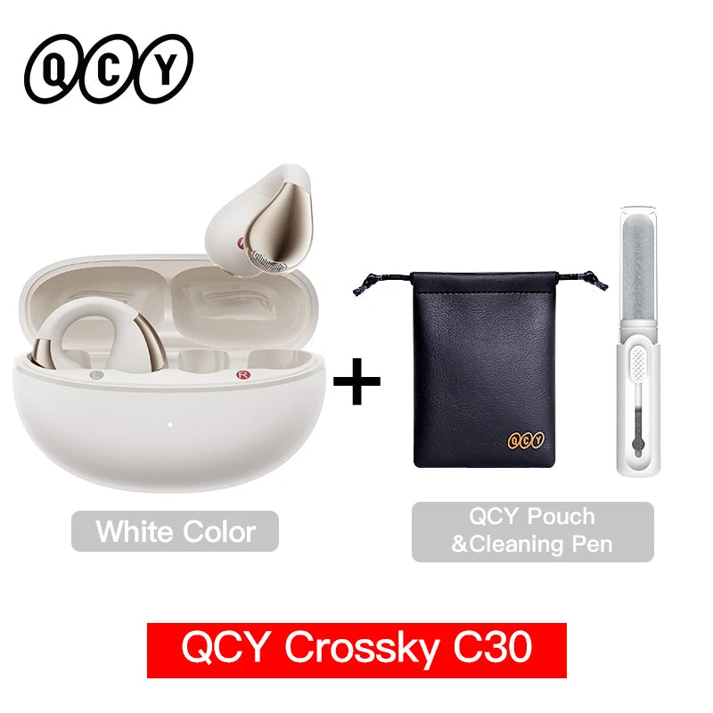 Fones de Ouvido Sem Fio QCY Crossky C30 — Bluetooth 5.4, Clip para Ouvido, 25h de Bateria, IPX4