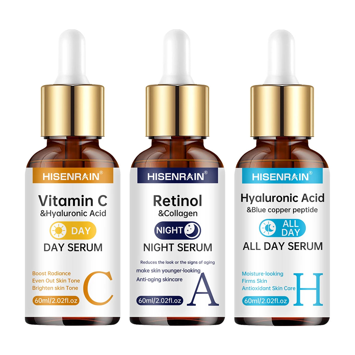 Duo Sérum Vitamina C + Retinol + Ácido Hialurônico — Antienvelhecimento e Hidratação Profunda