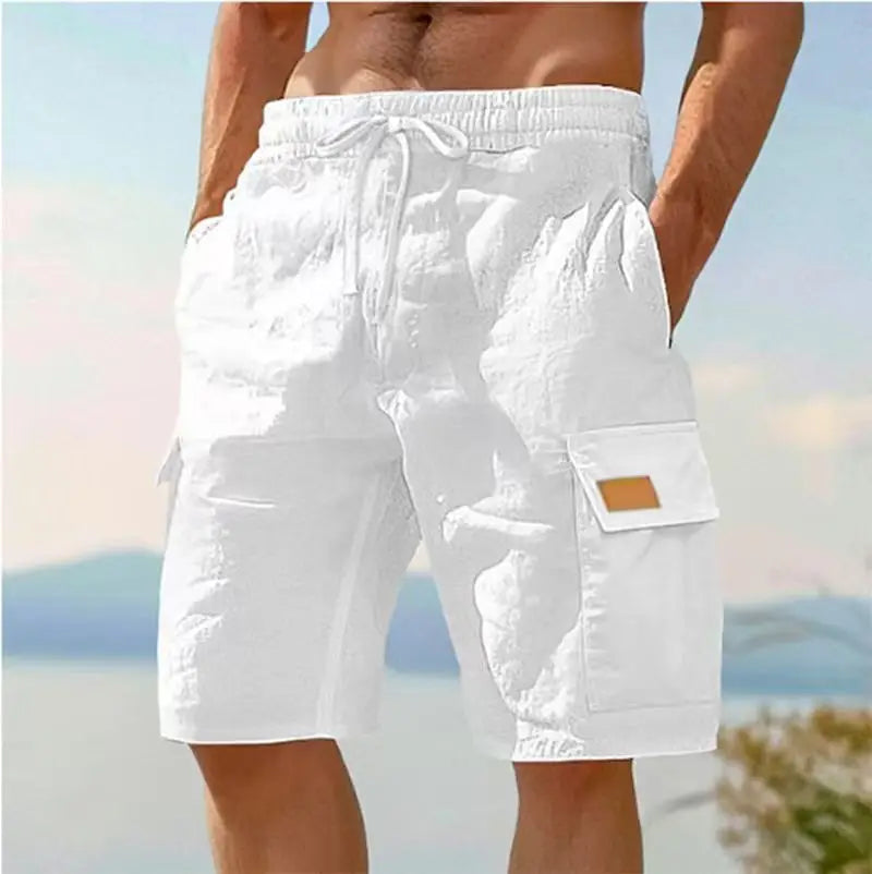 Bermudas Cargo de Secagem Rápida para Homens, Bermudas Táticas com Múltiplos Bolsos, Bermudas Casuais para Atividades ao Ar Livre com Cintura Elástica e Cordão
