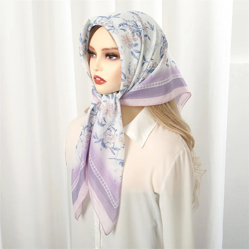Lenço de Algodão Quadrado Vintage Feminino — Boho, Versátil e Cheio de Charme