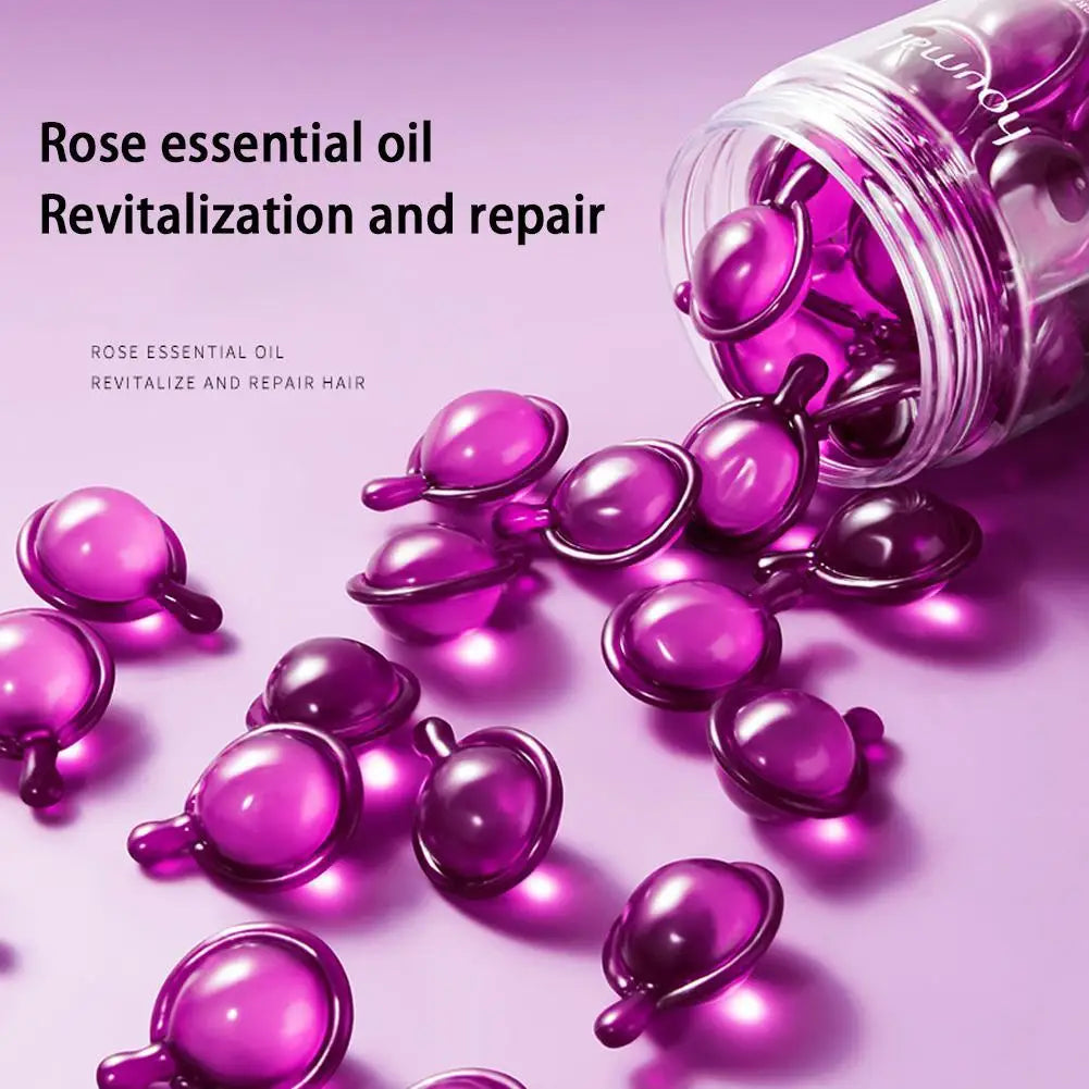 Sérum Capilar em Cápsulas de Rosa — Anti-Frizz, Condicionador para Cabelos Crespos e Ressecados