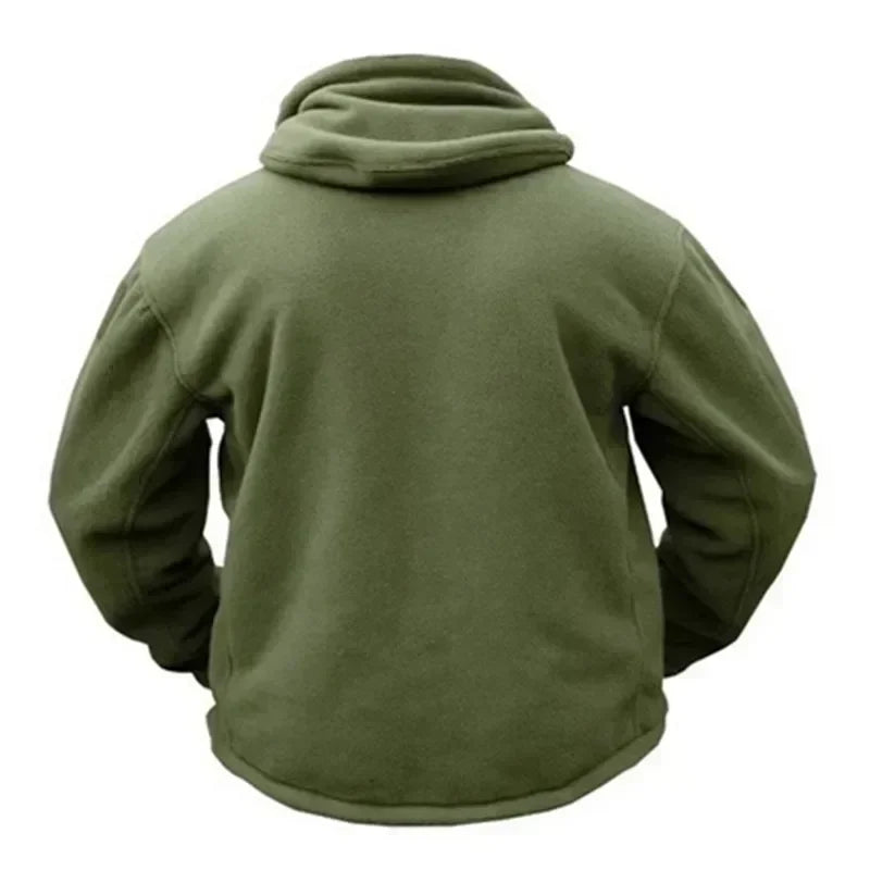 Jaqueta Tática Polar Masculina Robusta — Lã Quente com Capuz para Inverno, Trilha e Uso Casual