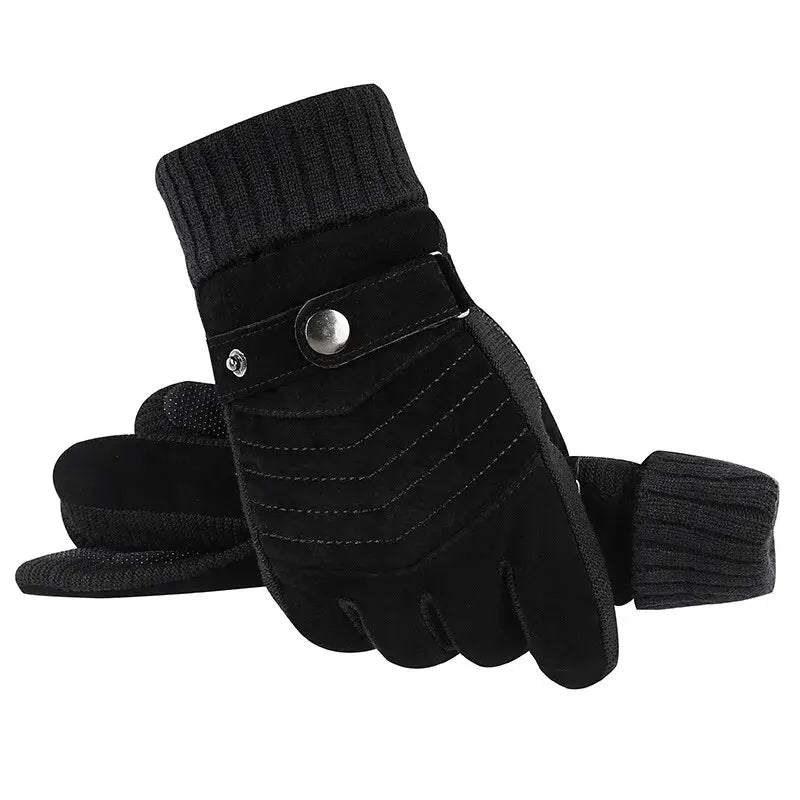 Luvas Inverno Ciclismo Motocicleta Windproof isolamento frio quente couro Touch Screen Anti-Slip pilha grossa dos homens