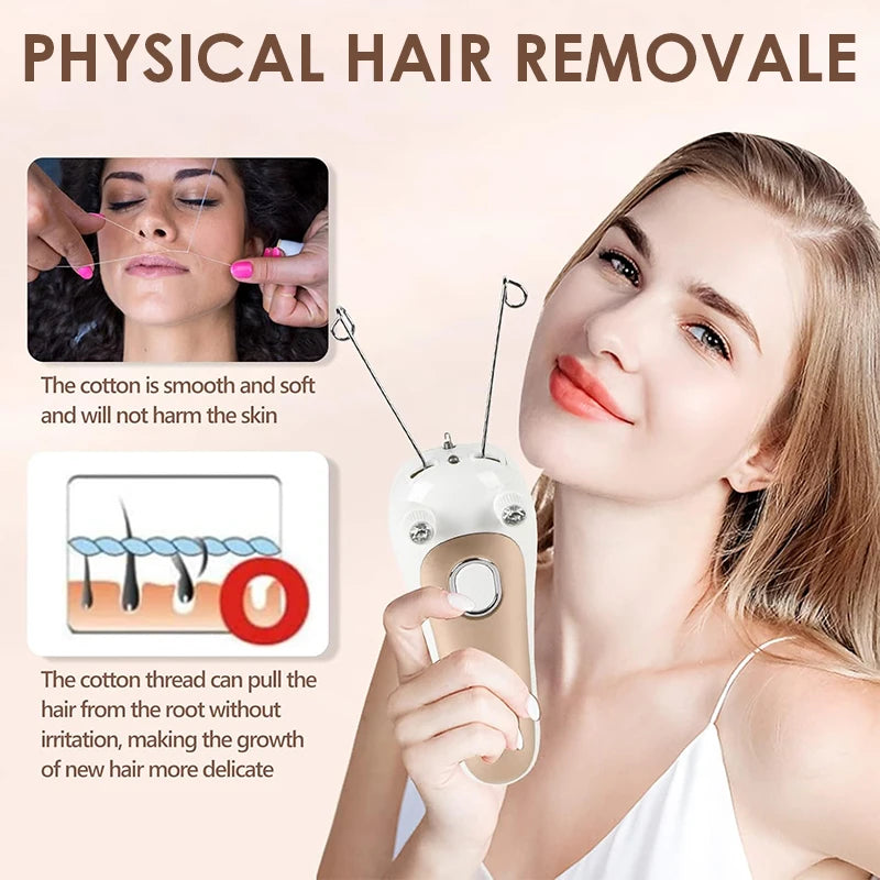 Epilador Elétrico de Fio Indolor Kemoko — Removedor de Pelos Facial e Corporal Recarregável