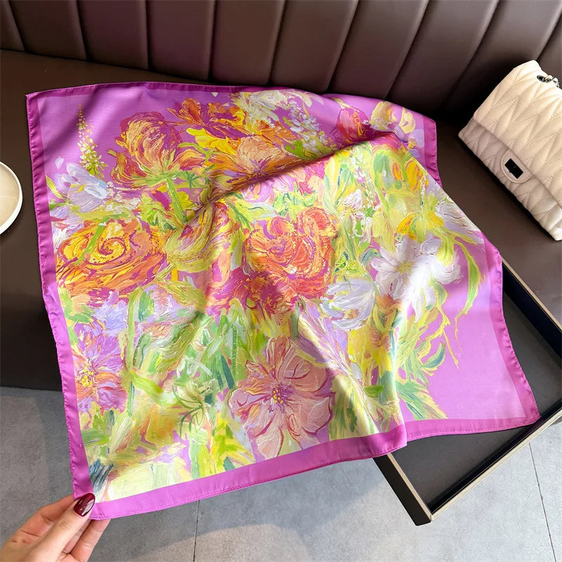 Lenço de Seda Sintética Feminino — Estampado, Elegante e Versátil para Qualquer Look