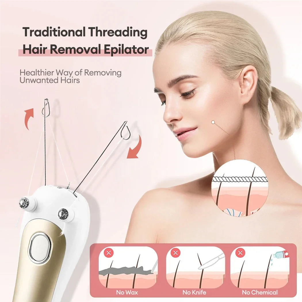 Epilador Elétrico de Fio Indolor Kemoko — Removedor de Pelos Facial e Corporal Recarregável