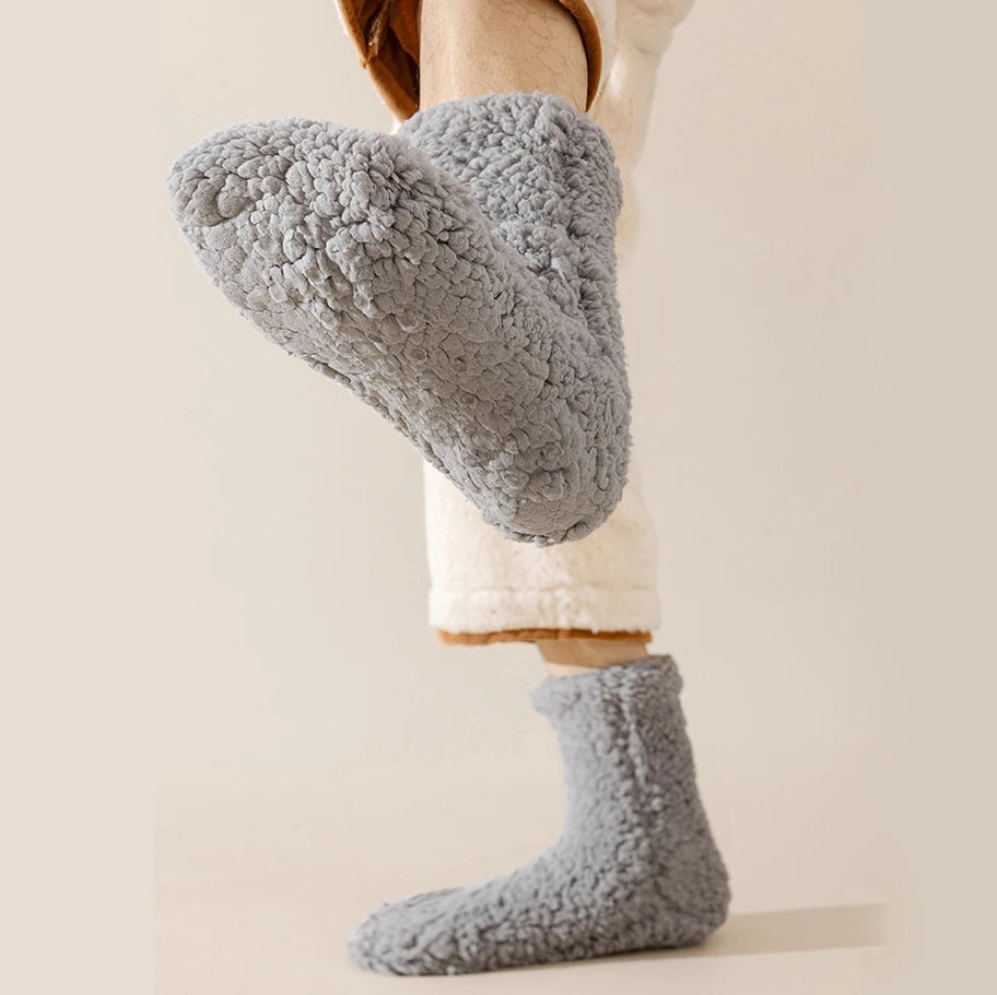 Engrossado inverno feminino meias de caxemira térmica meias de chão tapete masculino casa mais meias de veludo meias de sono chinelos capa de perna