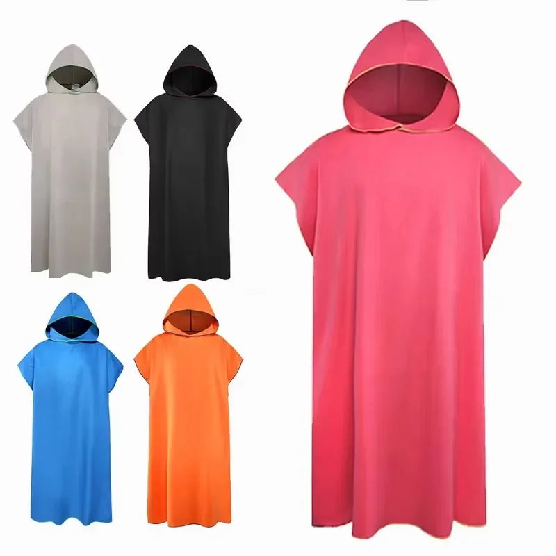 Toalha de Banho de Microfibra com Capuz para Adultos, Toalha de Praia de Secagem Rápida e Absorvente, Robe Vestível com Mangas