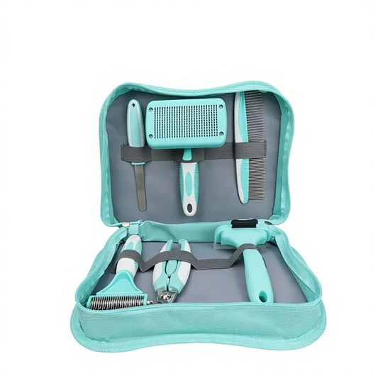 Kit Profissional 6 em 1 para Higiene de Pets — Escovas Autolimpantes para Cães e Gatos com Bolsa Portátil