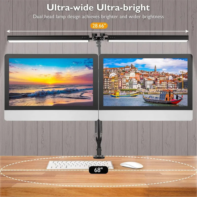 Luminária de Mesa LED com Braçadeira — Dimmer, Proteção Ocular, USB, Cabeca Simples ou Dupla