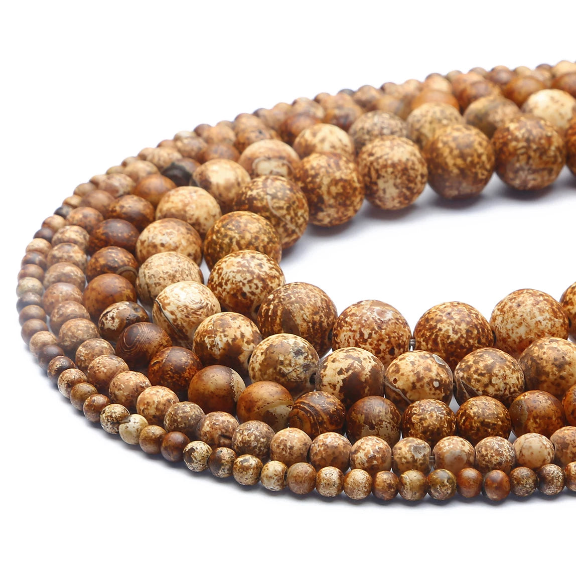 Contas de pedra de ágata de casca de madeira natural, contas redondas soltas para fabricação de joias, acessórios de moda para colares, pulseiras e brincos.