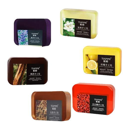 Kit com 6 Sabonetes Artesanais Perfumados — Limão, Jasmim, Sândalo e Outras Fragrâncias Florais