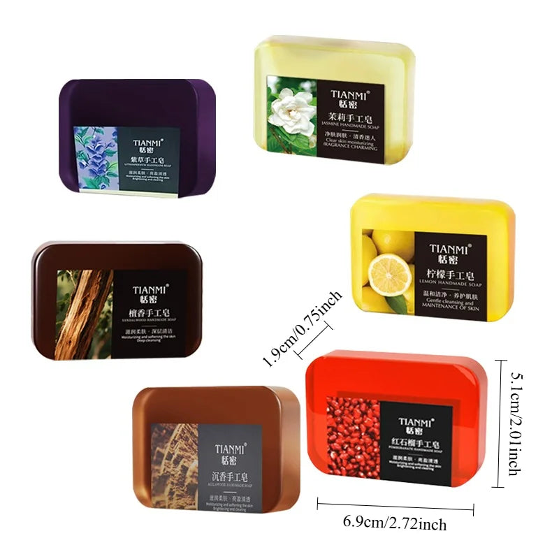 Kit com 6 Sabonetes Artesanais Perfumados — Limão, Jasmim, Sândalo e Outras Fragrâncias Florais