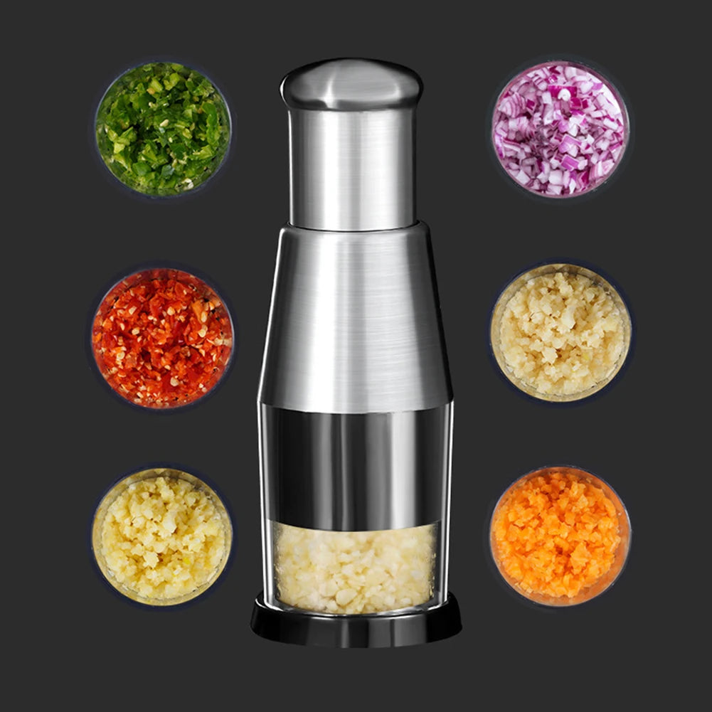Picador Manual de Alho e Legumes em Aço Inoxidável — Versátil para Alho, Gengibre, Ervas e Nozes