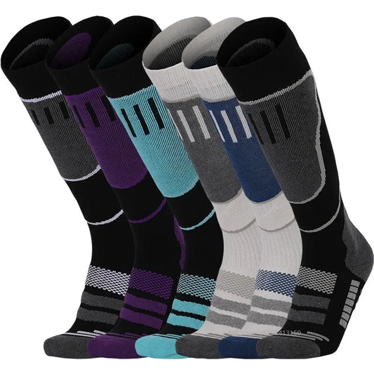 1 par de meias térmicas de lã merino das mulheres dos homens inverno longo quente meias de compressão para esqui caminhadas snowboard escalada esportes meias