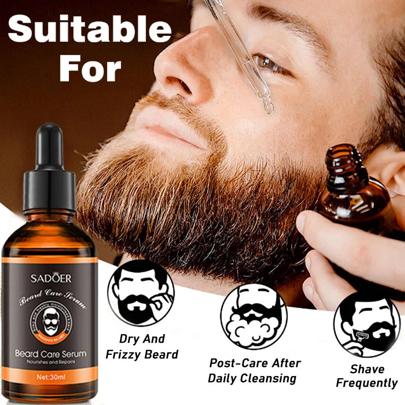 Kit Completo de Cuidados para Barba — Óleo, Bálsamo, Hidratante, Amaciador e Ferramentas de Aparar