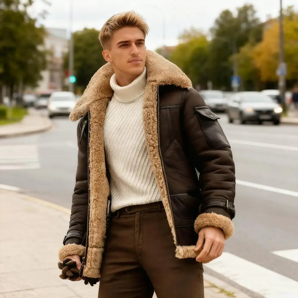 Jaqueta de Lã Vintage Masculina Quentinha — Estilo Casual e Conforto para o Inverno