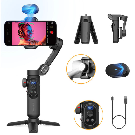 Estabilizador Gimbal 3 Eixos com Rastreamento Facial — iPhone e Android