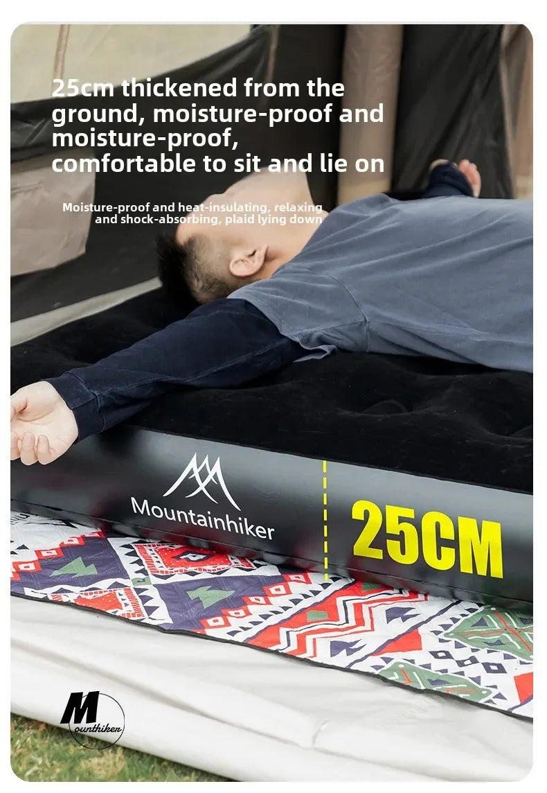 Colchão Inflável para Camping MOUNTAINHIKER 2025, Colchão de Ar para Glamping em PVC, Cama de Camping para 1/3 Pessoas com Bomba Embutida