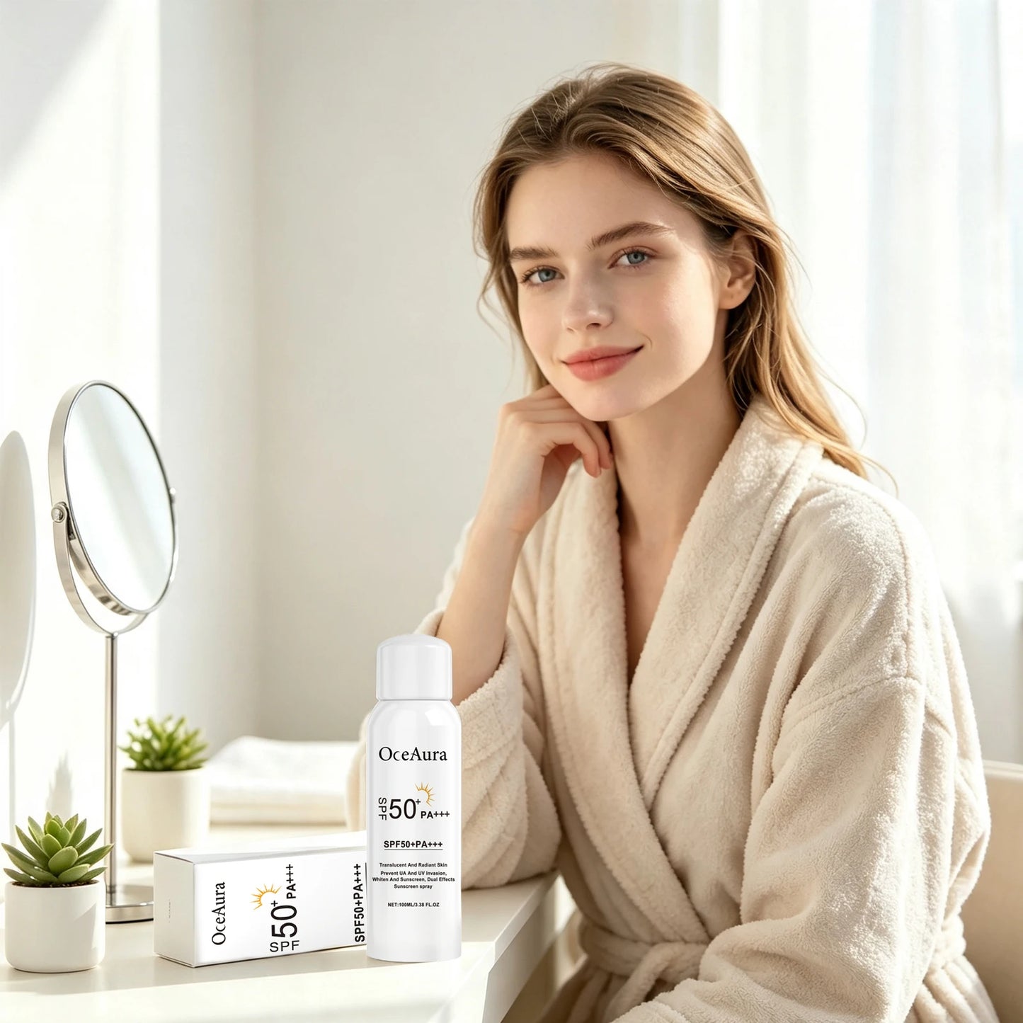 Spray Protetor Solar Facial — Hidratação Duradoura, À Prova d'Água e Suave para a Pele