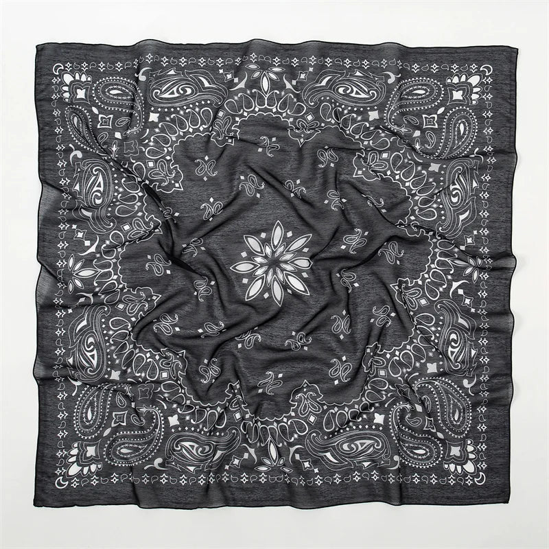 Lenço de Algodão Quadrado Vintage Feminino — Boho, Versátil e Cheio de Charme