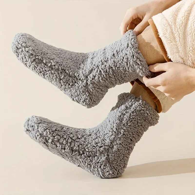 Thickened Winter Women Thermal Cashmere Socks Floor Socks Men's Carpet Home Plus Socks Velvet Sleep Socks Slippers Leg Cover
