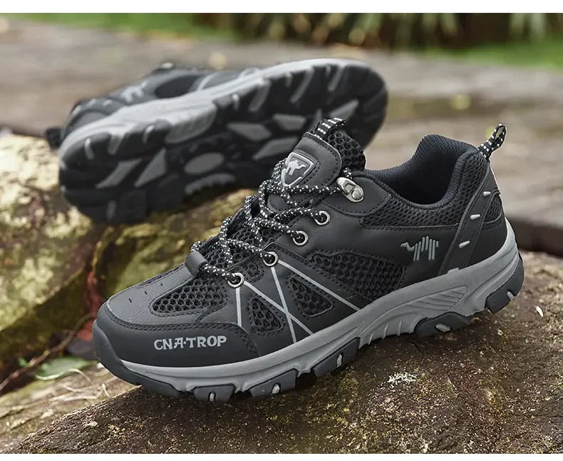 Sapatos de caminhada masculinos malha respirável esportes único sapatos verão ao ar livre resistente ao desgaste caminhadas e caça sapatos esportivos táticos
