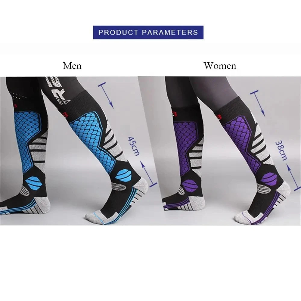 1 par de meias de esqui de lã merino para mulheres homens térmicas inverno quente grosso joelho meias altas para esqui snowboard