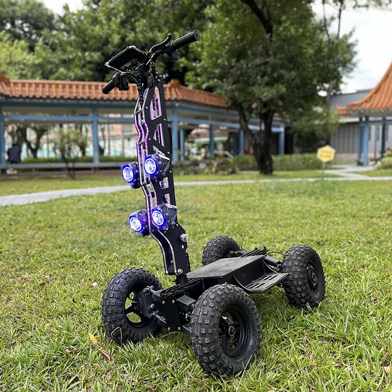 Scooter Elétrico de Alta Velocidade de 13 Polegadas com 4 Rodas – Veículo Dobrável Off-Road com Tração Dupla/Integral para Uso Externo e Patrulha
