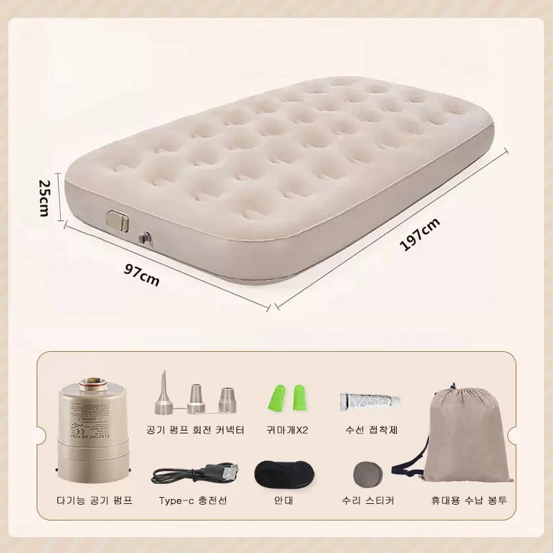 Colchão de ar interior glamping esteiras pvc inflável colchão de dormir luxo 2 pessoas acampamento cama esteira bomba embutida engrossar esteira