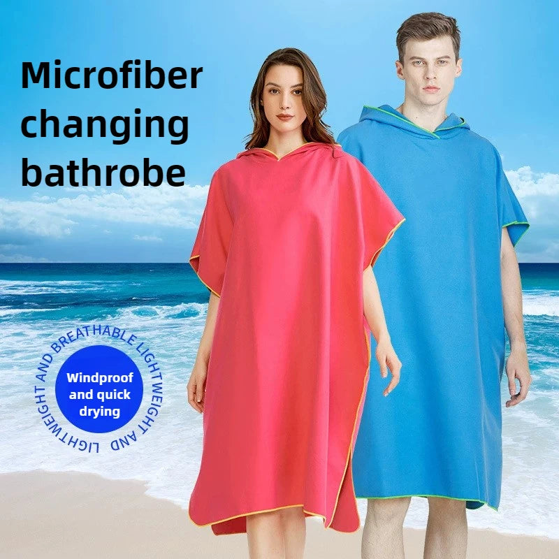 Toalha de Banho de Microfibra com Capuz para Adultos, Toalha de Praia de Secagem Rápida e Absorvente, Robe Vestível com Mangas