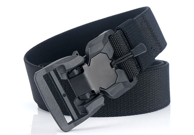 Cinto tático militar masculino, fivela magnética de liberação rápida, exército, caça ao ar livre, multifuncional, lona, cinto de cintura de nylon