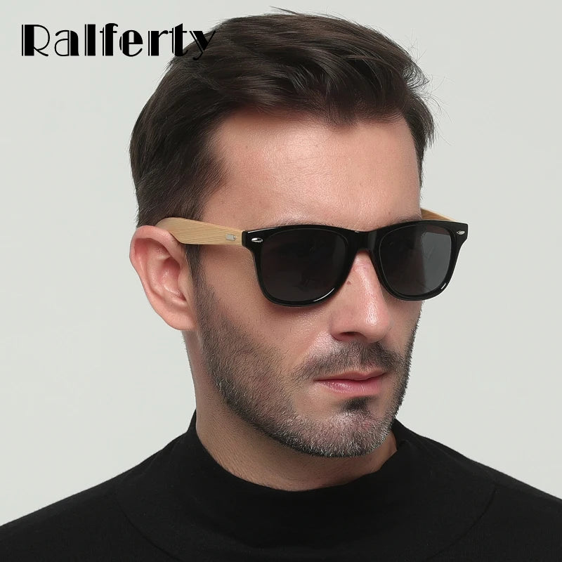 Ralferty Bamboo Sunglasses Men Polarized Women Black Sunglass Male UV400 Sun Glasses Driver Goggles Wooden Eyewear Shades 2025