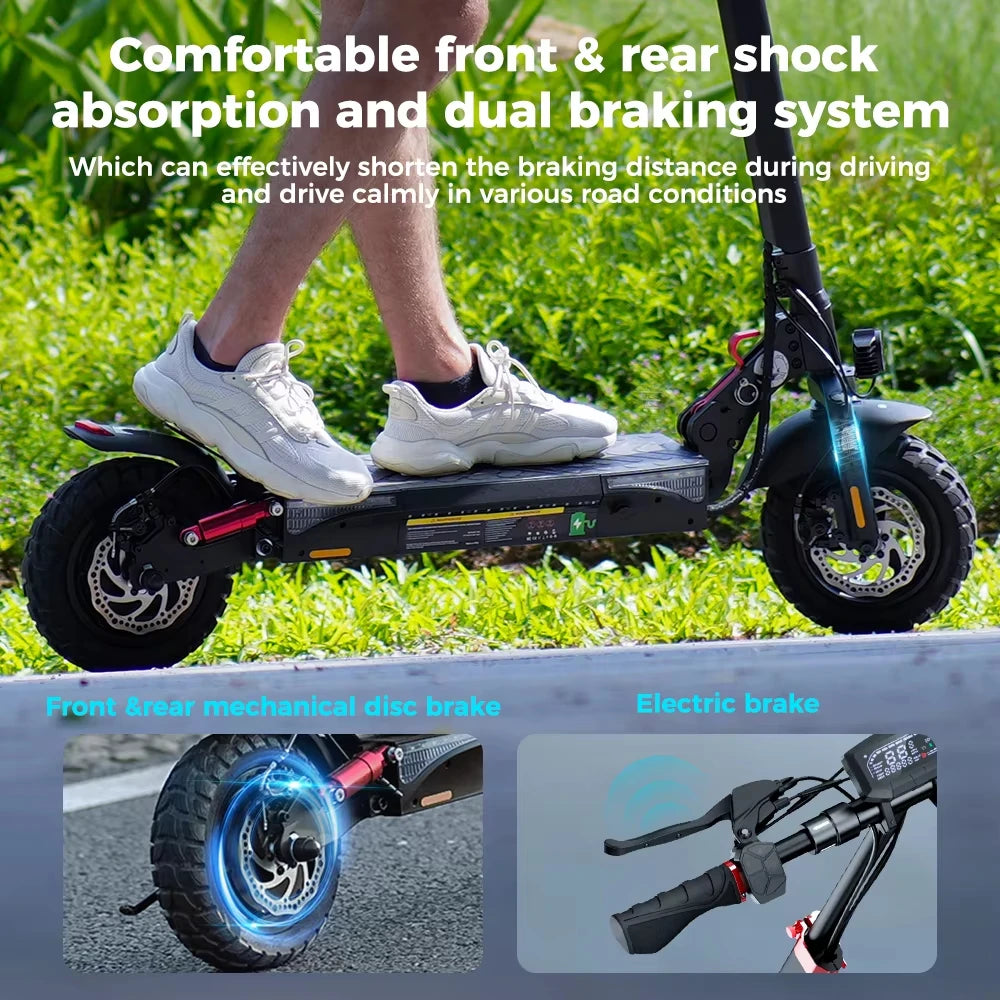 Scooter Elétrico iScooter iX3 1000W 40km/h para Adultos com Pneus Off-Road de 10 Polegadas, Scooter Elétrico com Bateria de 10Ah e APP