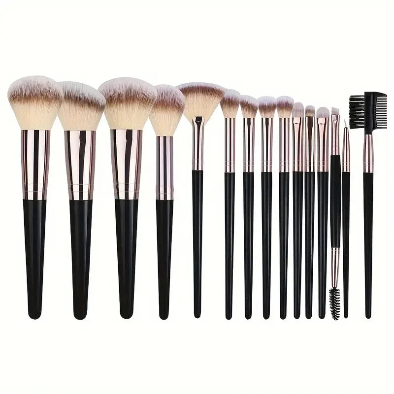 Conjunto de Pincéis de Maquiagem 10 a 20 Peças — Base, Pó, Sombra, Blush e Kabuki para Esfumar