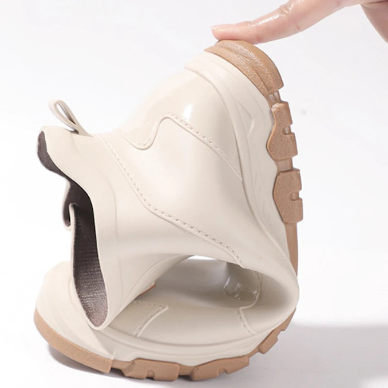 Botas de chuva masculinas botas impermeáveis ao ar livre antiderrapante casual tornozelo botas caminhadas pesca sapatos de água trabalho bota de borracha leve